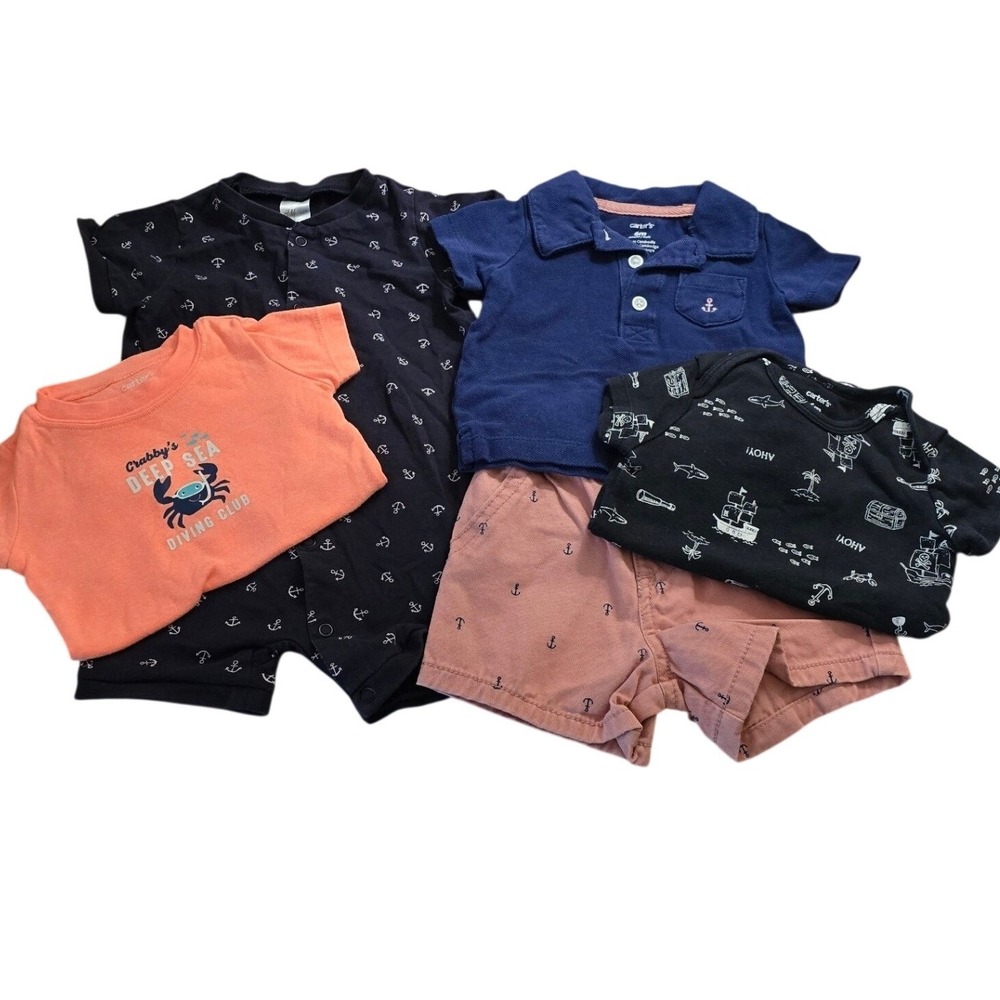 Carters and H&M Baby Boy 5pc Bundle 6M Nautical/Anchor/Pirate set